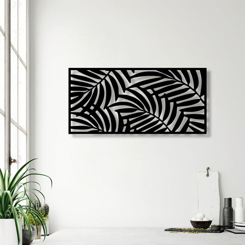 Decoratiune de perete, decorative panel 4, metal, 100 x 48 cm, negru
