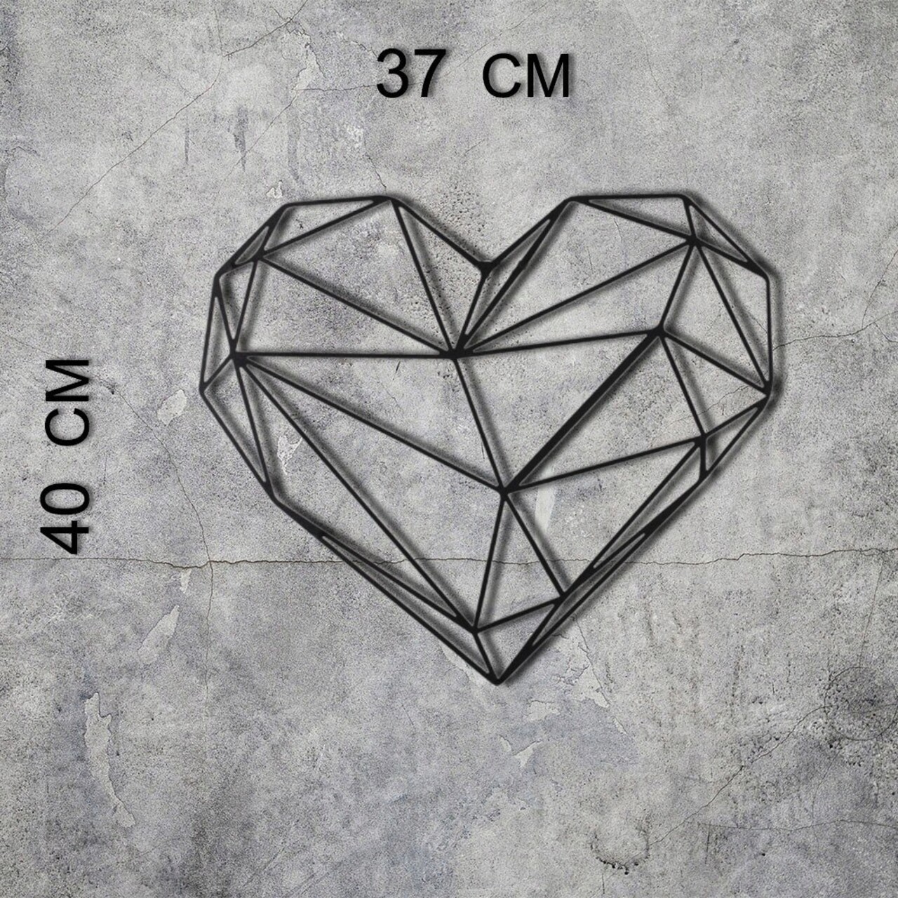 Decoratiune de perete, Heart, Metal, Dimensiune: 37 x 40 cm, Negru