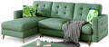 Coltar extensibil reversibil 3 locuri ELTAP, AsgL-08, Asgard, 248x162x93 cm, lemn/poliester, verde deschis