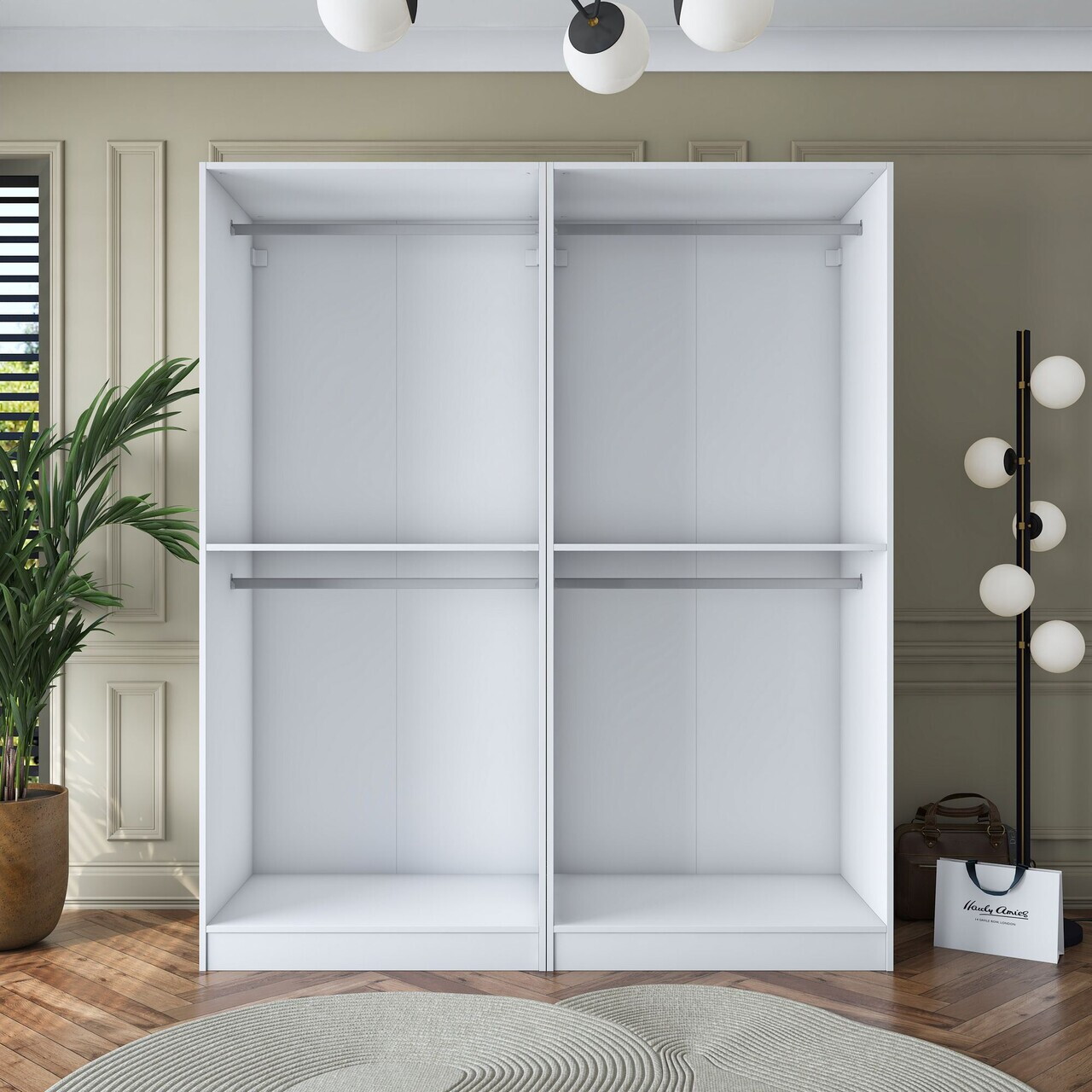 Dulap pentru haine, Hanah Home, BA163, 180x210x57.5 cm, PAL melaminat, Alb - view 9
