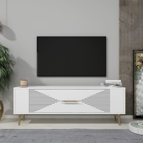 Comoda TV, Olivia, Retrol1, Alb/Auriu