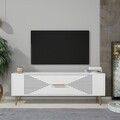 Comoda TV, Olivia, Retrol1, Alb/Auriu