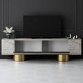 Comoda TV, Bexley, Bohem, Travertin / Auriu