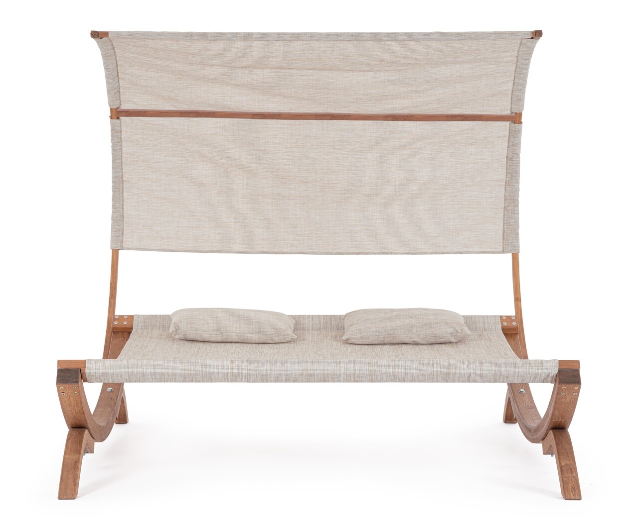Sezlong tip pat dublu cu umbrela 2 locuri Noes, Bizzotto, 180 x 196 x 165 cm, lemn de larice/textilena 1x1 - 1 | YEO