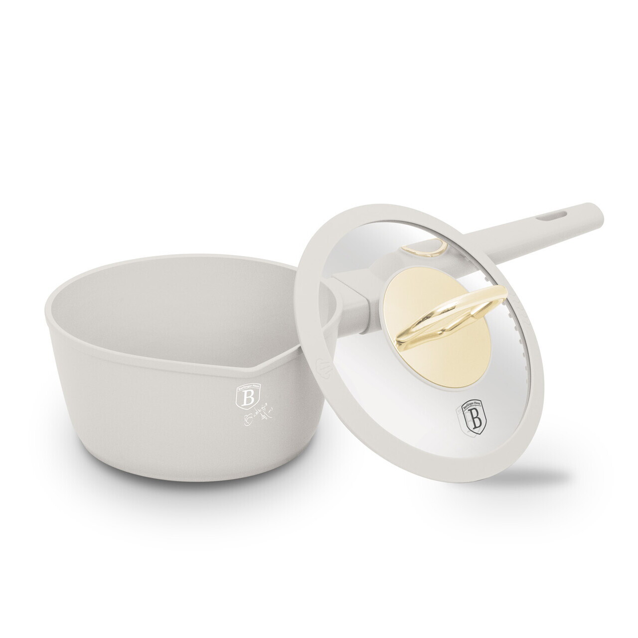 Cratita cu capac Berlinger Haus, Sahara, 16 cm, 1.2 L, aluminiu forjat, crem mat - imagine 7