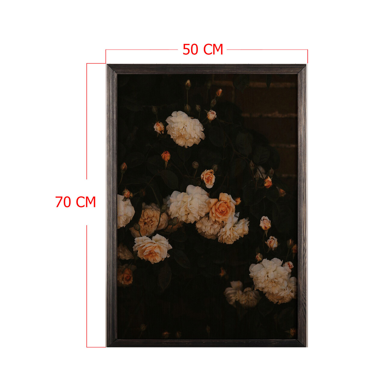 Tablou decorativ, White Flowers XL, Lemn, Lemn, Multicolor