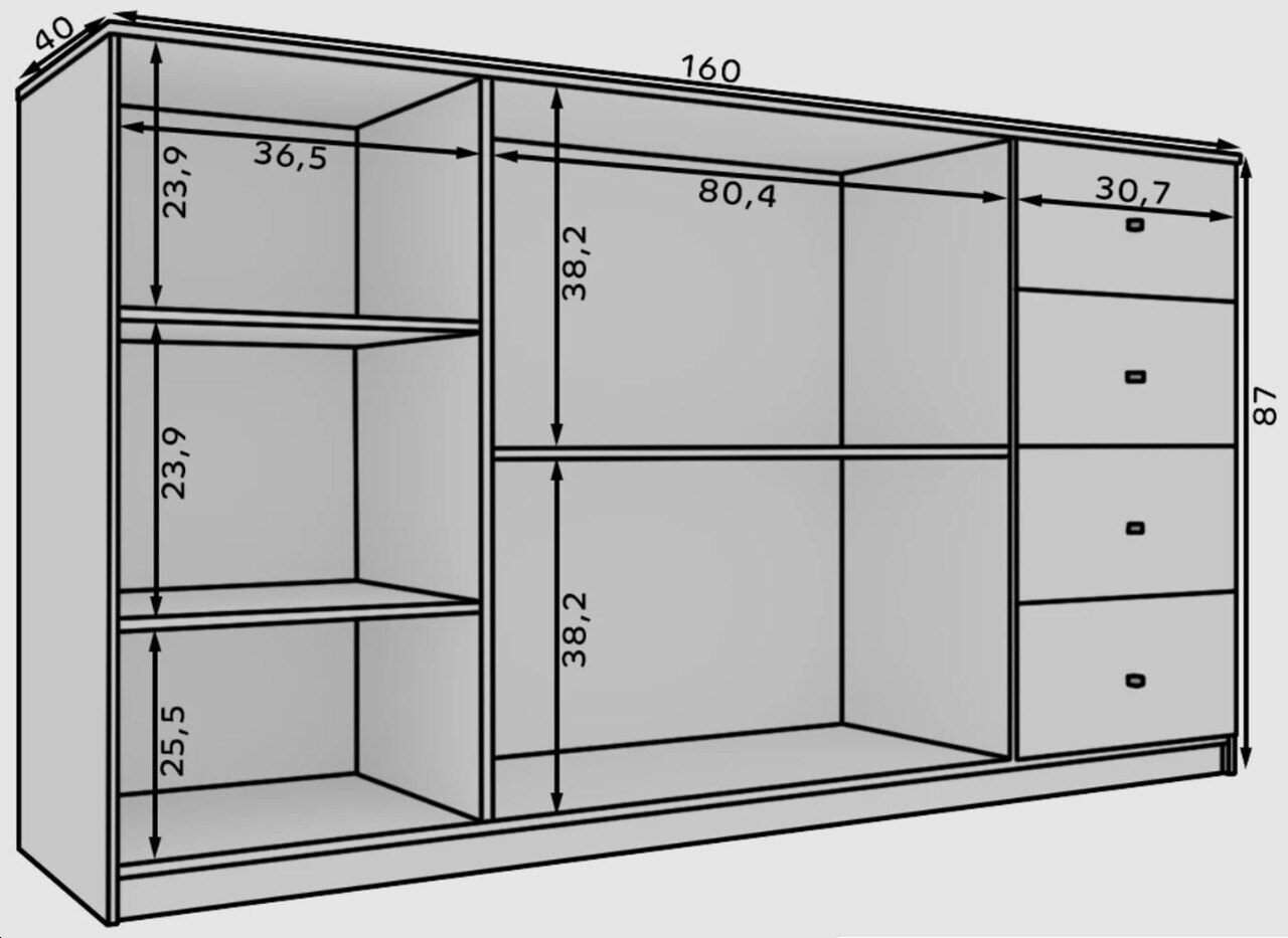 Comoda ADRK, Evi II, 160x40x87 cm, PAL laminat, artisan — imaginea 7
