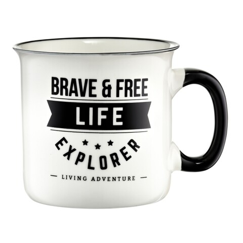 Cana adventure brave and free, ambition, 510 ml, portelan, alb