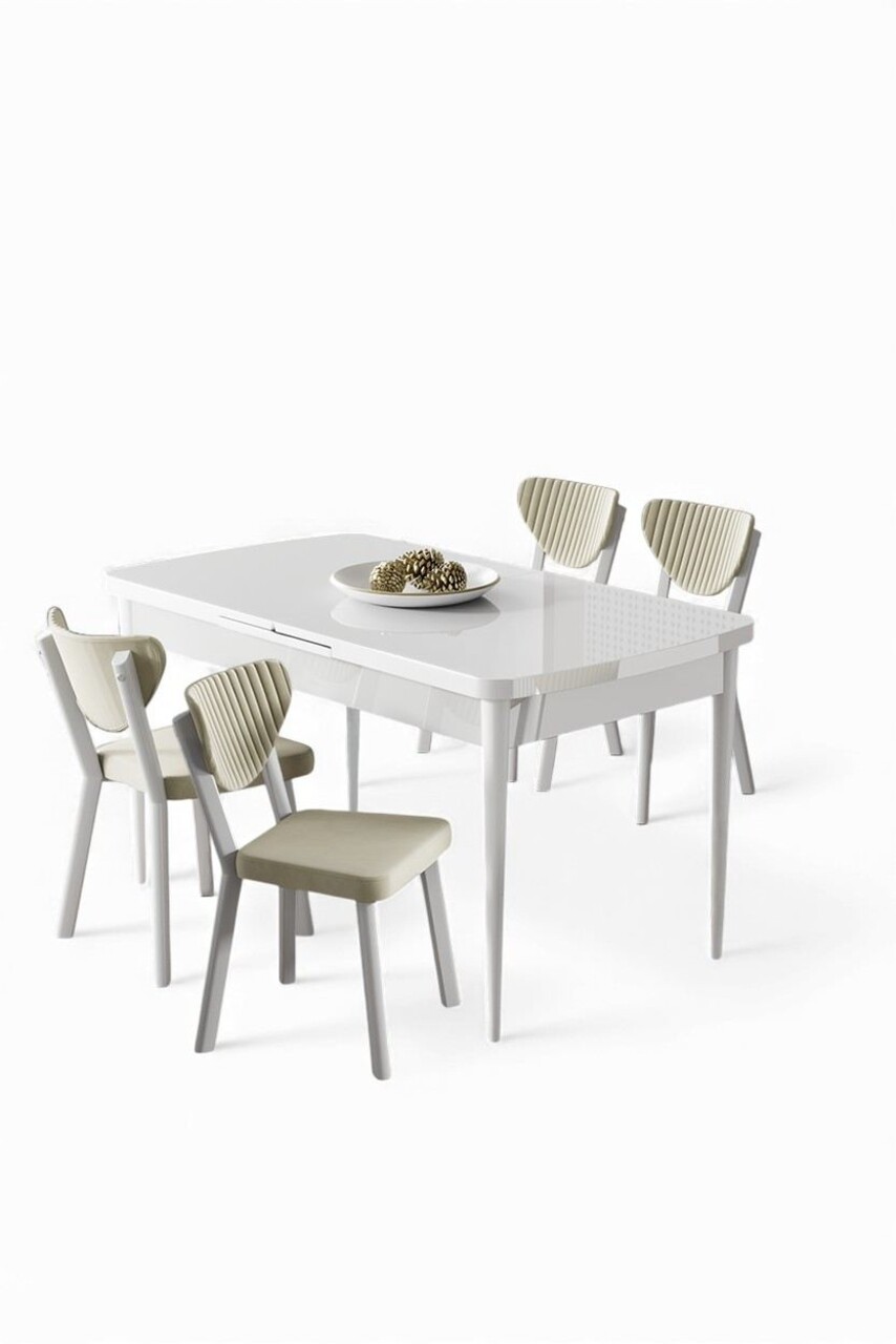 Set masa extensibila si scaune, Hanah Home, Exve, Alb / Crem - view 2