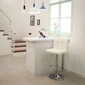 Set 2 scaune de bar pentru bucatarie, Songmics, 44.5 x 38 x 95-115 cm, rotativ 360, piele ecologica/otel fromat, alb