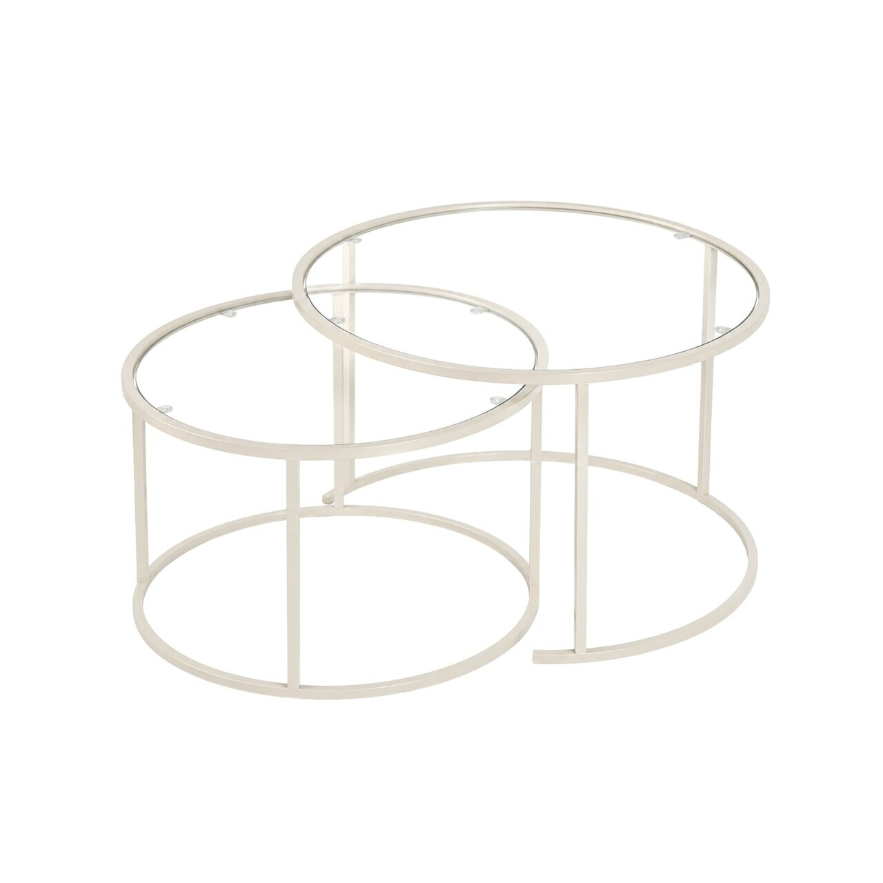 Set masute de cafea, Hanah Home, Beige-Trs-80-60-Nrd-Srk, Sticla temperata, Bej — imaginea 4