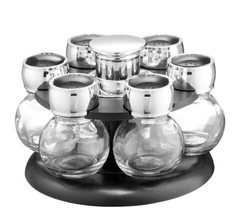 Set condimente cu suport rotativ 7 piese spice, ambition, sticla
