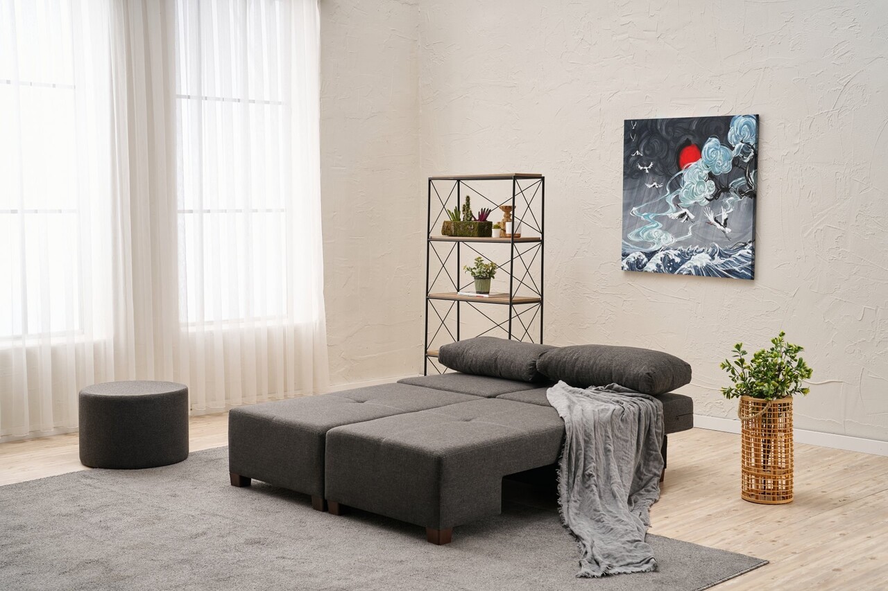 Canapea extensibila cu 3 locuri, Balcab Home, 825BLC4311, Lemn, Antracit - 2 | YEO