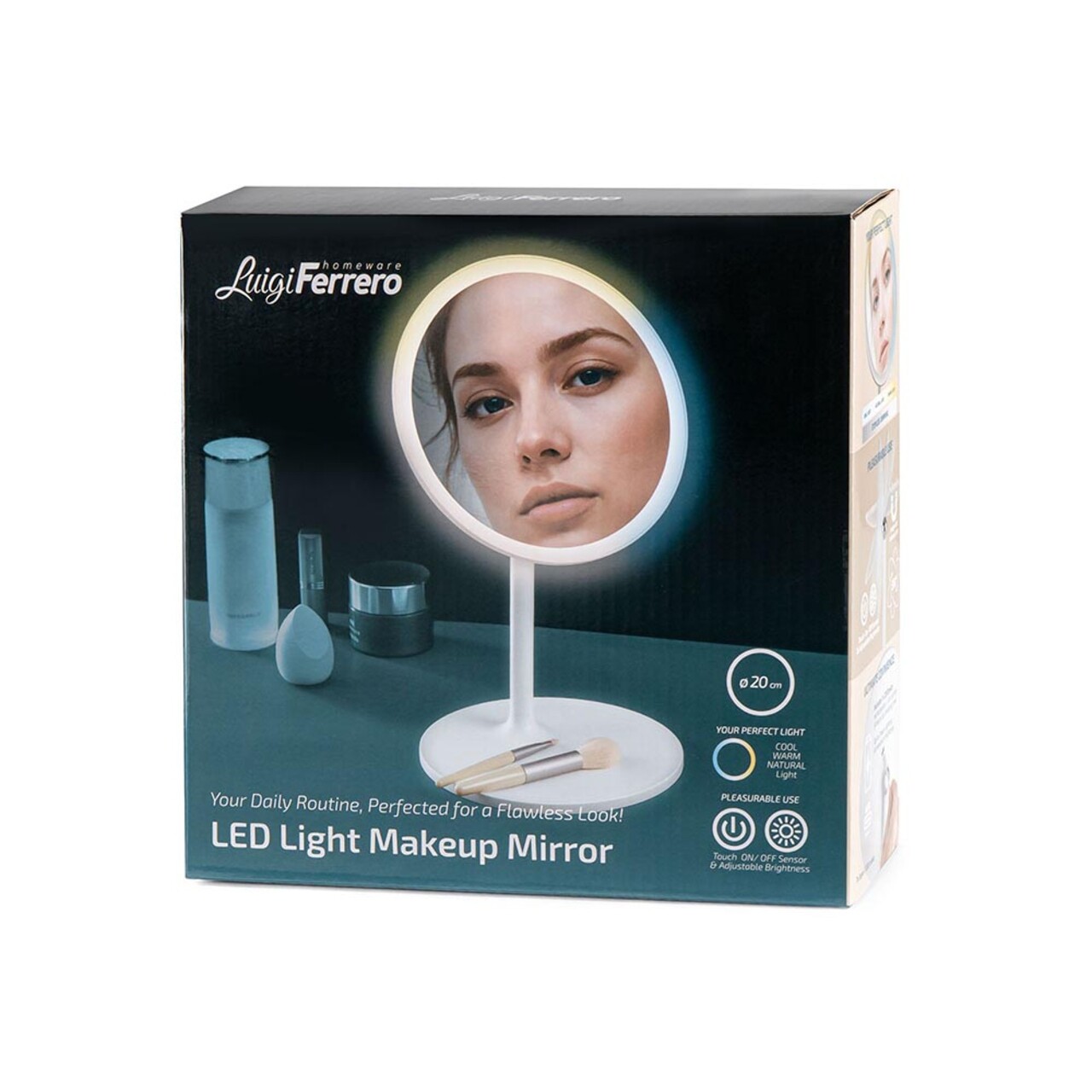 Oglinda cosmetica cu LED-uri, Luigi Ferrero, FR-801 Round, 20 cm, rotire 360 grade, 2000mAh - view 10
