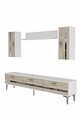 Comoda TV, Hanah Home, Ilay, 180x41x30 cm, White / Travertine / Silver