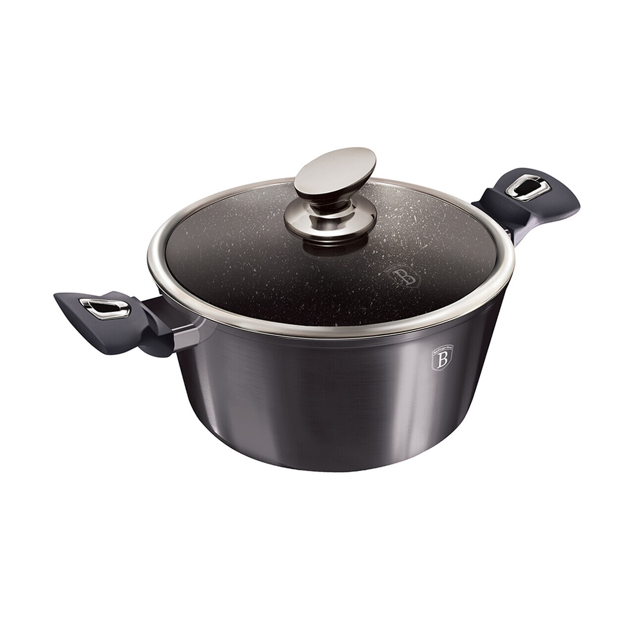Oala cu capac Berlinger Haus, Carbon Pro, 30 cm, 8 L, aluminiu forjat, gri inchis - imagine 7