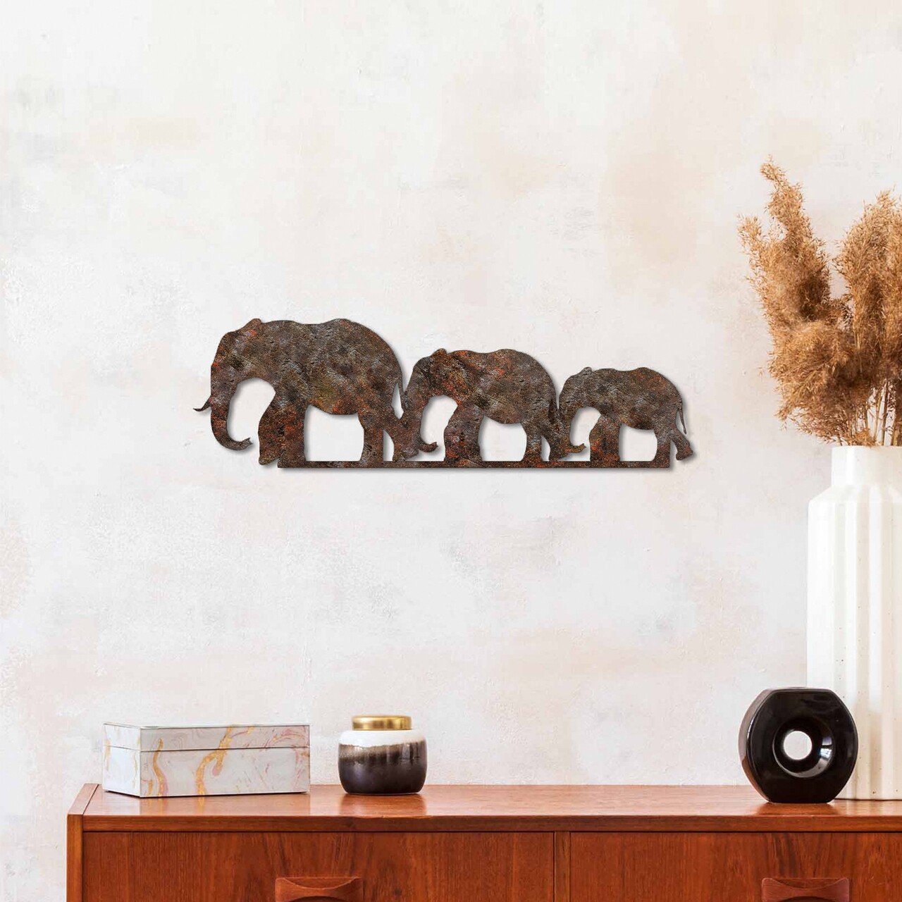 Decoratiune de perete, Rusty Elephant 1, Dimensiune: 15 x 50 cm, Maro antichizat - view 2