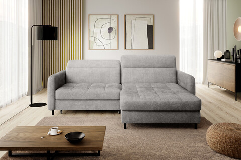 Coltar extensibil dreapta 3 locuri ELTAP, RT-03TOU, Gomsi, 228x165x100 cm, lemn/poliester, gri