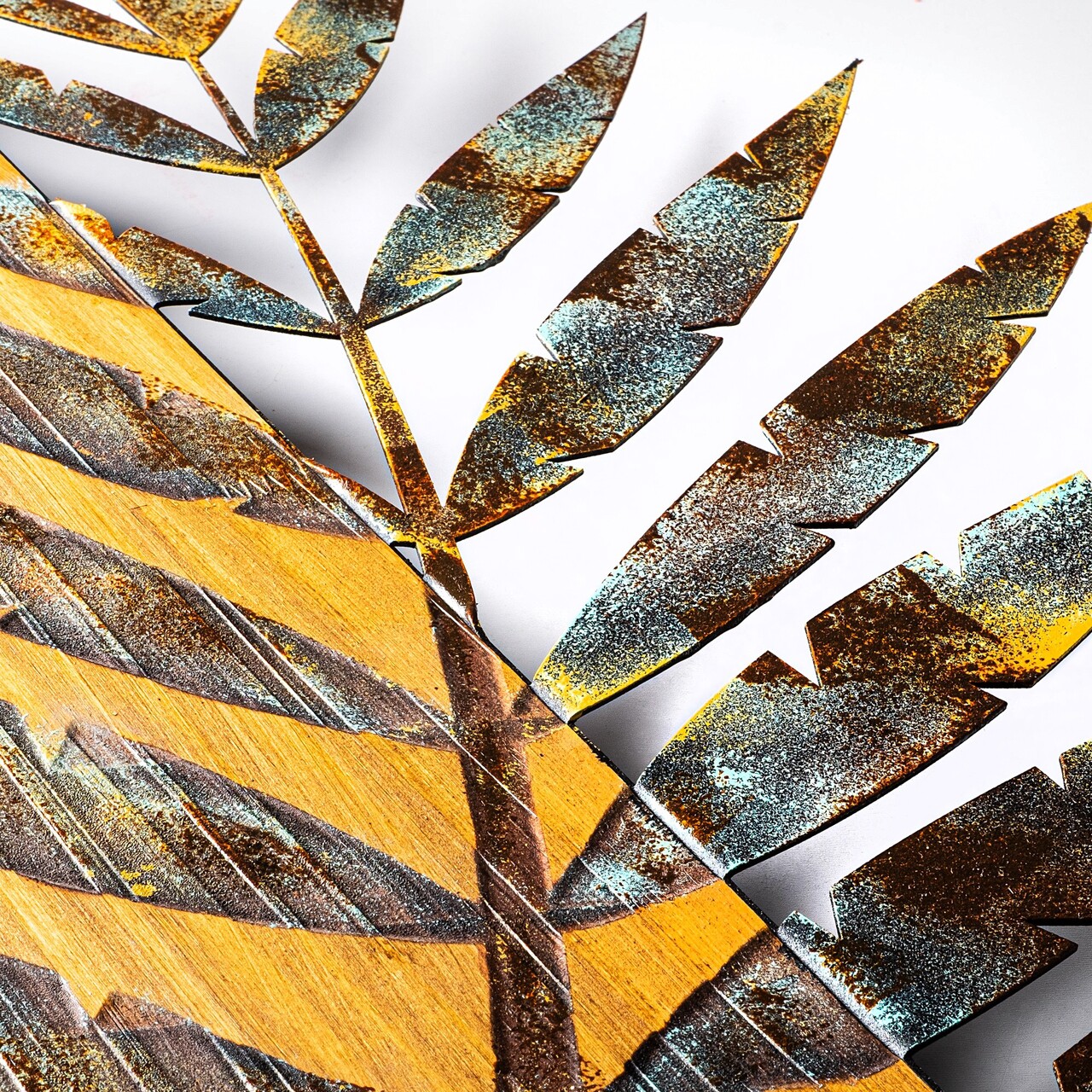Decoratiune de perete, Leaf 3-1, Lățime: 58 cm Înălțime: 50 cm Adâncime: 3 cm, Multicolor - view 5