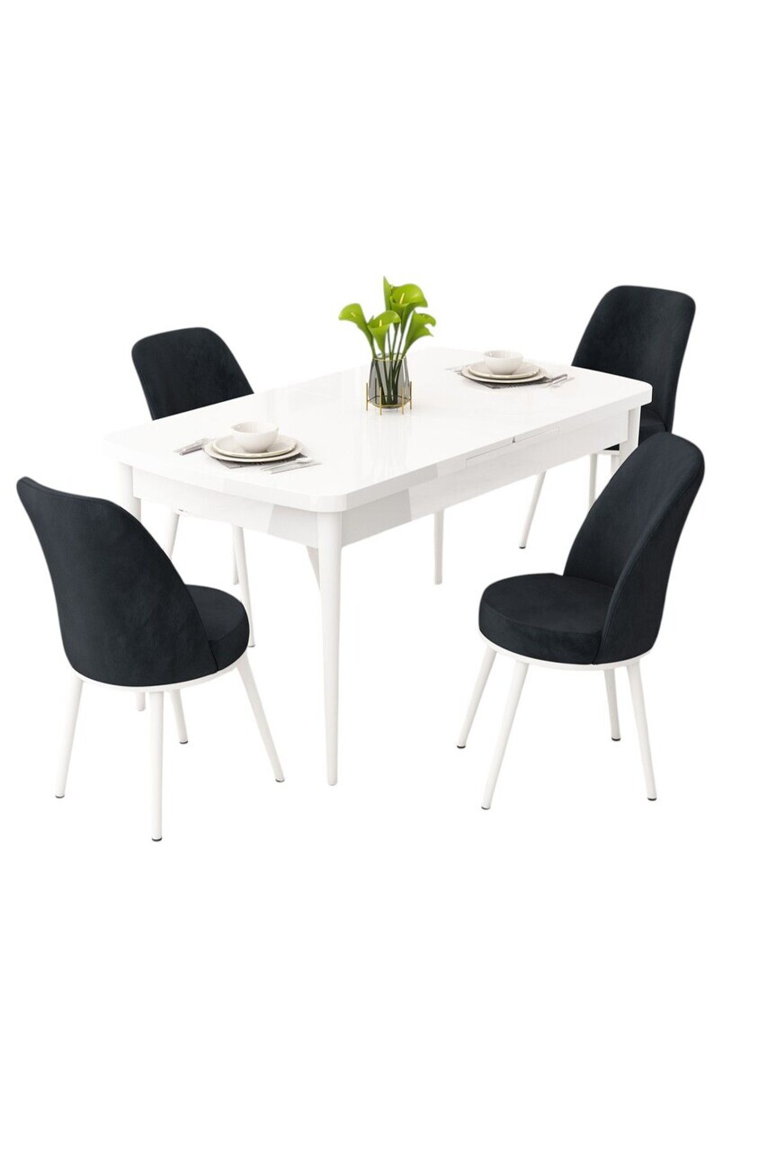 Set masa extensibila si scaune (5 piese), Hanah Home, Rax, Alb / Antracit — imaginea 2
