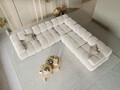 Coltar simetric 5 locuri, Bellis-51, Micadoni Home, 282x282x70 cm, catifea, bej inchis