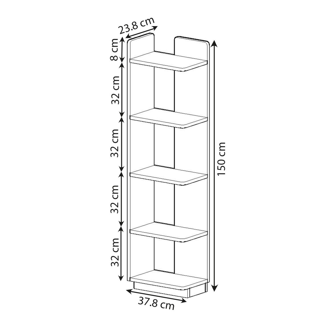 Corp biblioteca, Hanah Home, Aura, 37.8x150x23.8 cm, Travertin — imaginea 8
