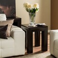 Masuta patrata de colt, Chic, L.50 l.50 H.60, mdf/pal/furnir de mesteacan, wenge