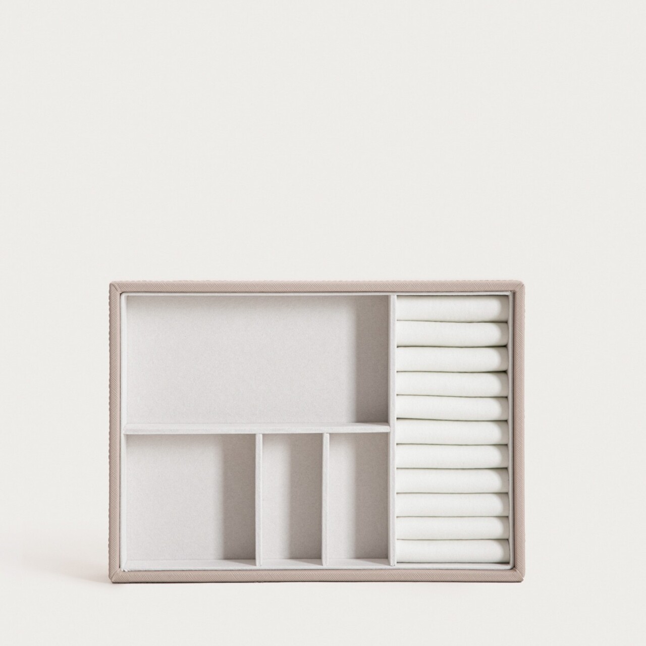 Cutie de bijuterii cu 3 etaje Ammra, Homla, 25.3x18.2x11.4 cm, plastic, bej - imagine 4