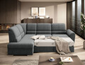 Coltar extensibil stanga 3 locuri ELTAP, LT-05VER, Siber, 270x186x93 cm, lemn/poliester, gri