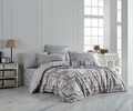 Lenjerie de pat dubla 4 piese, Lucia - Grey, Hobby, Bumbac Poplin