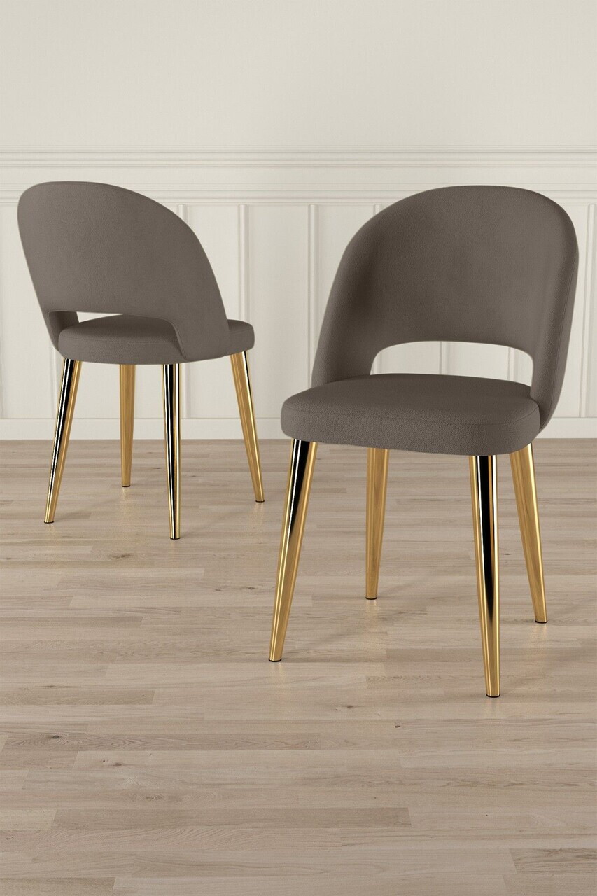 Set scaune (8 piese), Hanah Home, Pane, Cappuccino / Aur