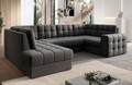 Coltar extensibil stanga 5 locuri ELTAP, LT-06SO, Blewett, 299x198x82 cm, lemn/poliester, gri inchis