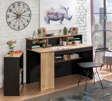 Birou, Çilek, black large study desk, 138x75x58 cm, multicolor