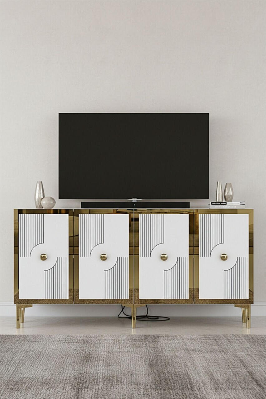 Consola, Hanah Home, Pega 150, 125x75x32 cm, Alb/Auriu — imaginea 4