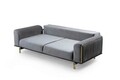 Canapea extensibila cu 3 locuri, Hilena, 569HLN1106, Lemn de fag / PAL, Gri