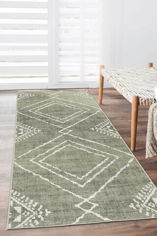 Covor, DC-7277-YOLLUK-277, 60x300 cm, Poliester, Verde