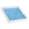Tava pentru servire, Creaciones Meng, 35x35 cm, lemn/sticla, albastru