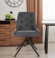 Scaun rotativ Asti Brego, Signal, 52x45x88 cm, textil/otel, gri inchis/negru