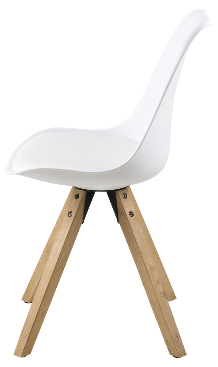Scaun Dima, Actona, 48.5x55x85 cm, piele ecologica/lemn de cauciuc, alb zapada - view 6