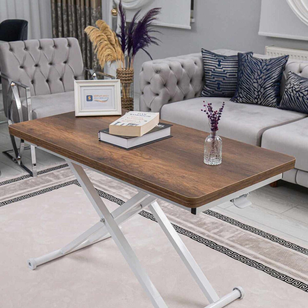 Masuta de cafea, Hanah Home, Home Ext, MDF, Nuc/Alb — imaginea 4