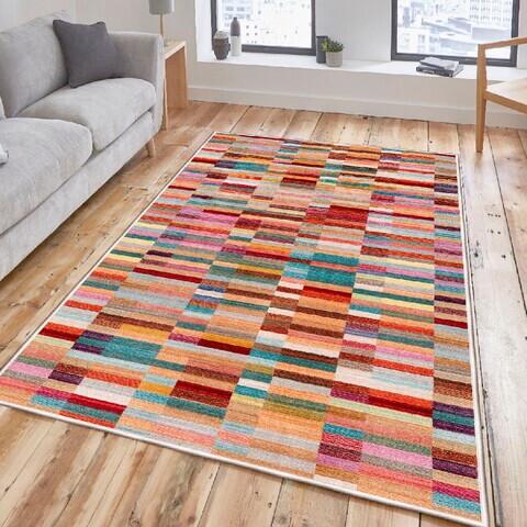Covor, Woosonıl028, 180x280 cm, Roz / Albastru / Cămilă / Galben / Maro