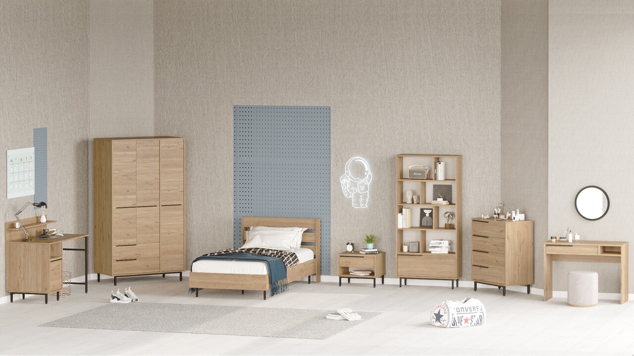 Set dormitor pentru copii, Locelso, ON27-S, Stejar - 1 | YEO