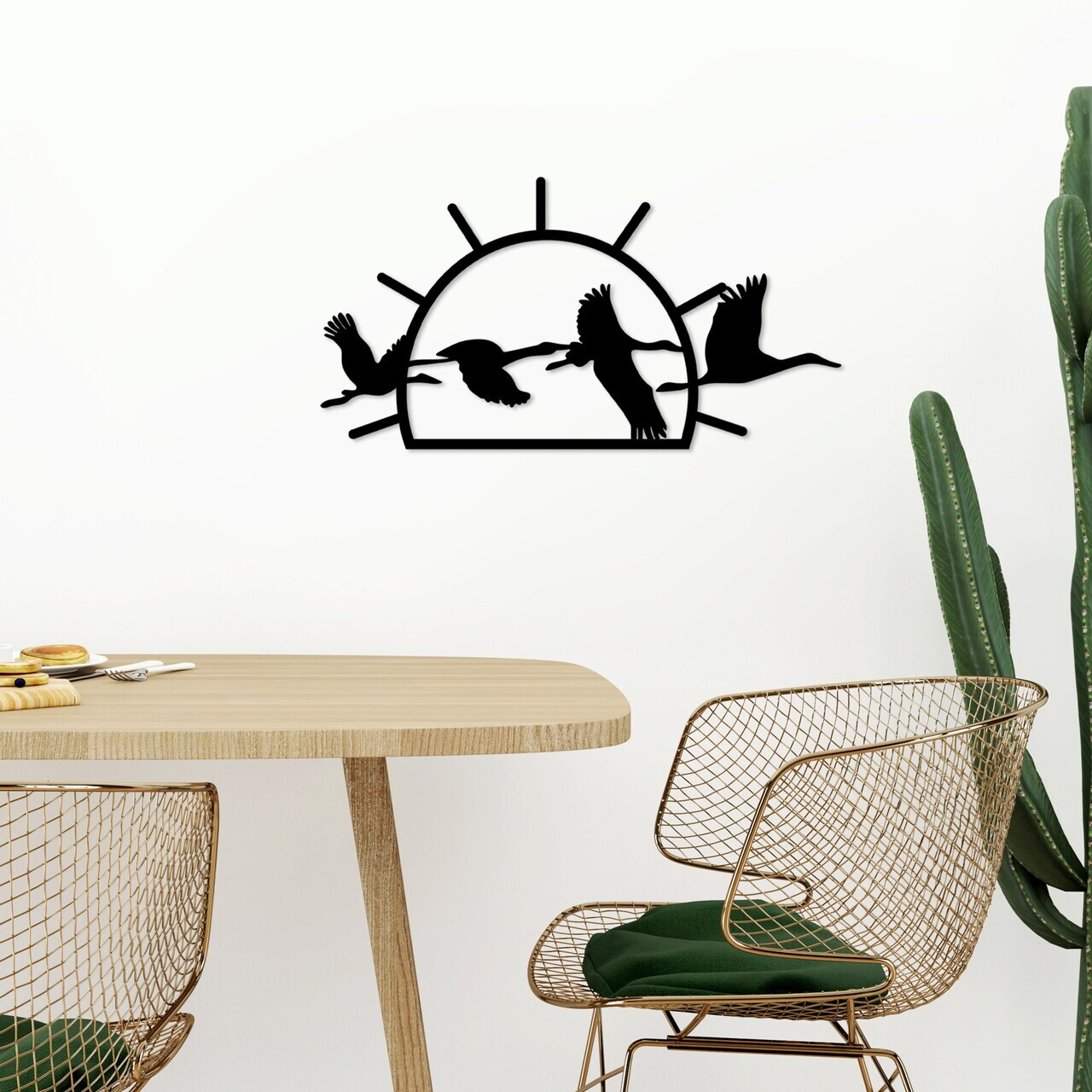 Decoratiune de perete, Migrant Birds, Dimensiune: 50 x 26 cm, Negru — imaginea 3