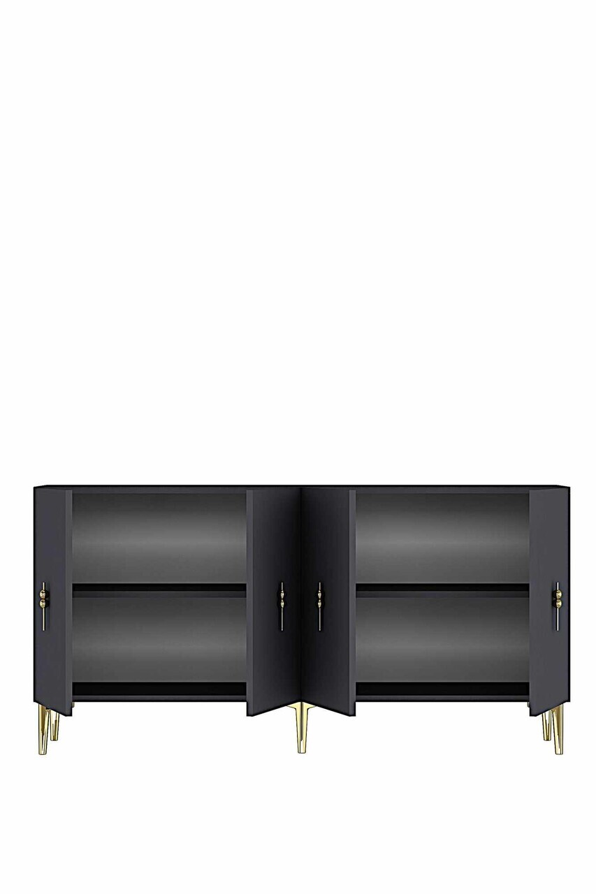 Consola, Hanah Home, Ayshe 150, 150x75x32 cm, Antracit / Aur — imaginea 7