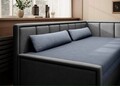 Canapea extensibila brat dreapta 3 locuri, ELTAP, Fulgeo, 214x82x77 cm, lemn/catifea din poliester, albastru inchis/gri
