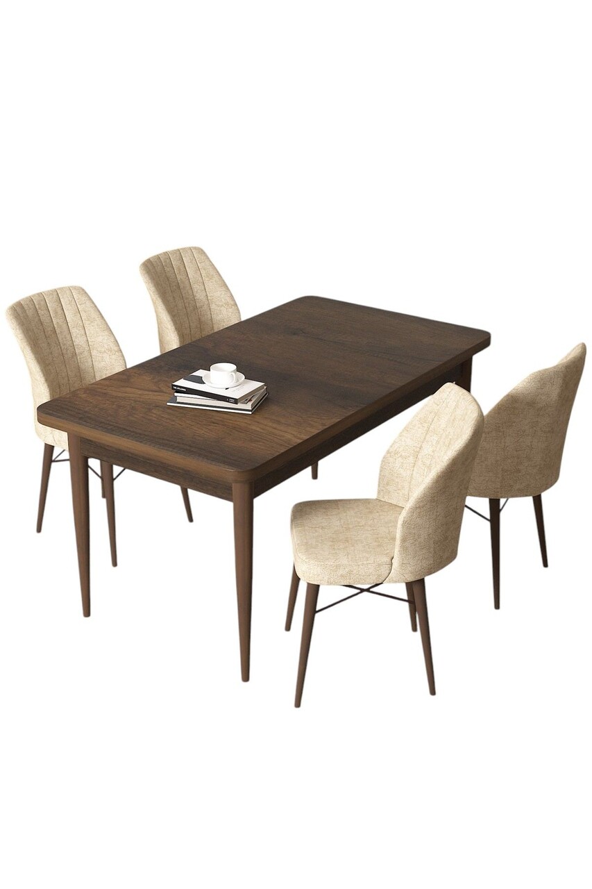 Set masă și scaune (5 bucăți), Hanah Home, Arp, Baroc / Crem - view 2