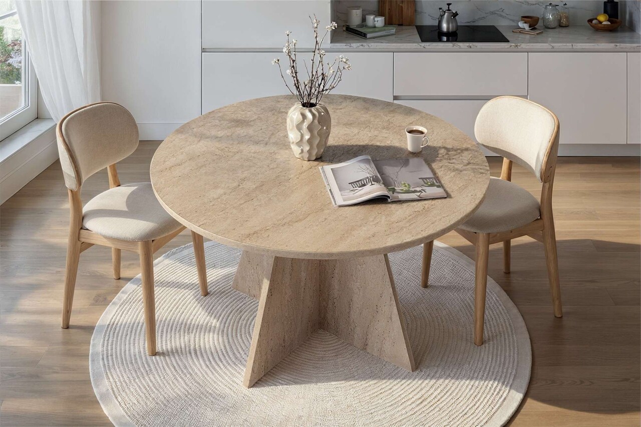 Masa, Hanah Home, Virella, 120x75x120 cm, Travertin - view 2