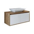 Dulap de baie cu chiuvetă, Hanah Home, 1752, 100x58x45 cm, MDF-LAM, Pin Atlantic / Alb Mat