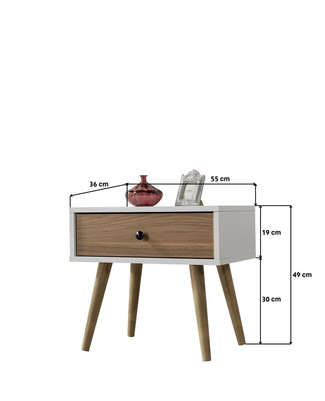 Noptiera, Hanah Home, Vita 5104, 55x49x55 cm, PAL, Alb/Maro — imaginea 6