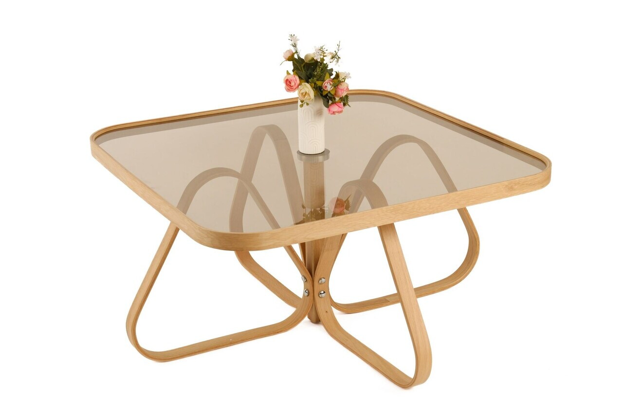 Masuta de cafea, Hanah Home, Dubai 90, 90x48x90 cm, LEMN MASIV DE STEJAR, Stejar — imaginea 2